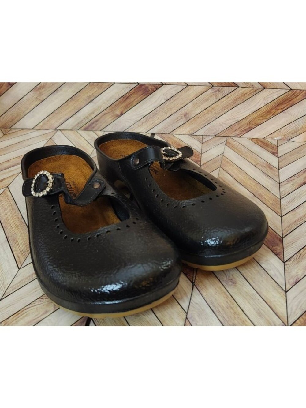 New Women Ladies Naot Mika Slide Mule Clog Shoe Black Patent Bling Size 38 7